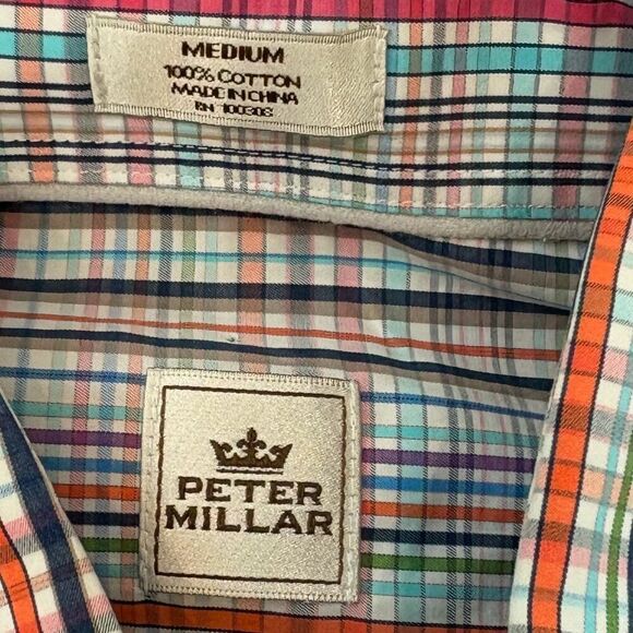 Peter Millar Mens Tailored Fit Brighton Cotton Sport Shirt - NAVY - Picture 3 of 9